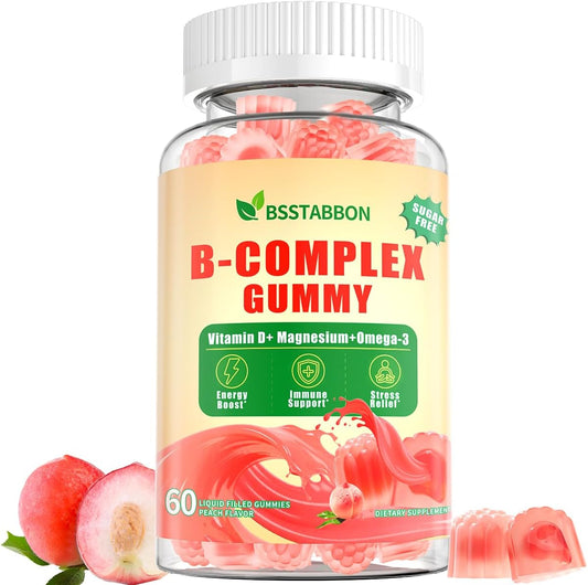 Bsstabbon Organic Methylated Vitamins B Gummies: Daily Vegan Complex Supplement With B12 B1 B2 B3 B5 B6 B7 Zinc Magnesium Ashwagandha - High Absorption Energy Immune Health Support For Adults (60Count : Health & Household