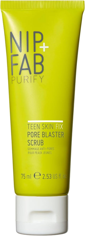 Nip+Fab Teen Skin Fix Pore Blaster Scrub, 75 Ml - Dual Exfoliation & Purification With Bha Salicylic Acid