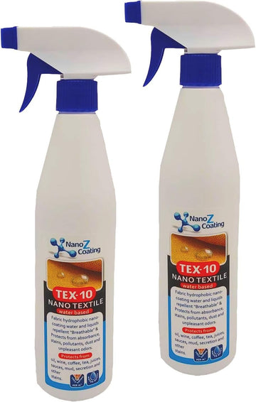 Nano Tex10 Textile And Fabric Hydrophobic Spray - Stain Guard Water And Snow Repellent, Oil And Stain Protector For Shoes, Sofas, Carpets, Clothes And More (33.80 Fl.Oz)
