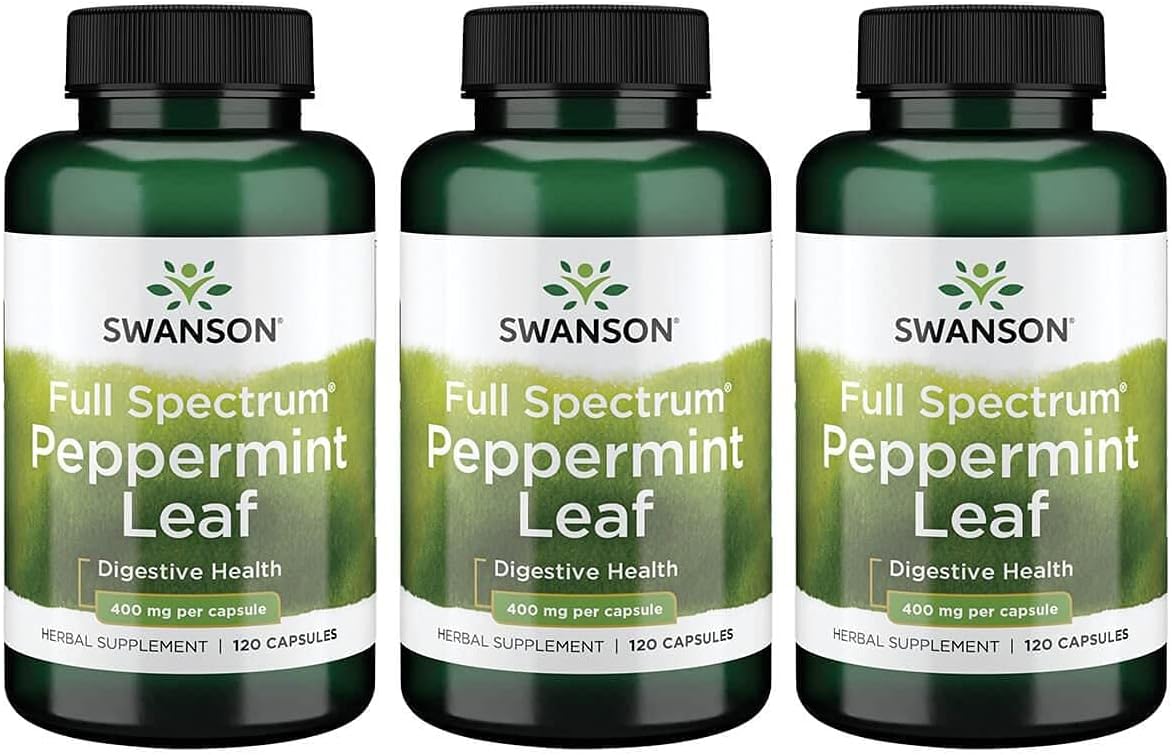 Swanson Full Spectrum Peppermint Leaf 400 Milligrams 120 Capsules (3 Pack)