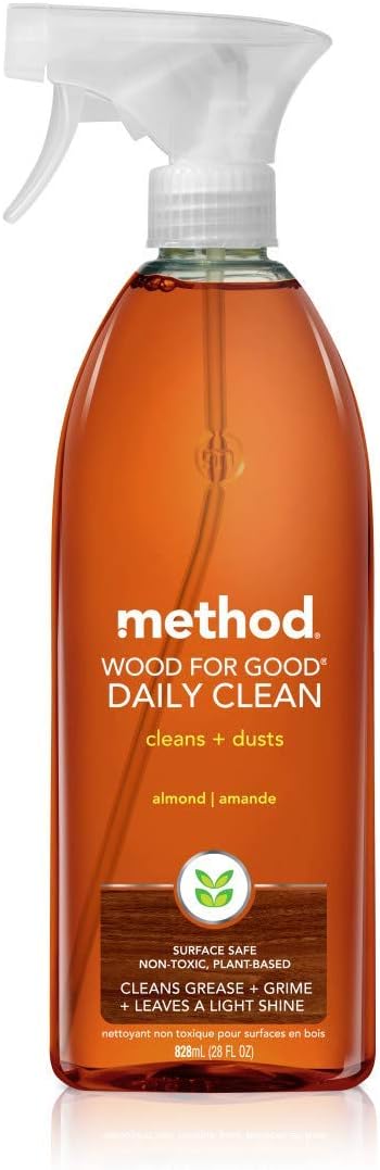 Method Naturally Derived Wood for Good Daily Cleaner Spray, Almond, 28 FL Oz Mega Value, Pack of 4 (28 x 4, Total 112 Oz) : Health & Household
