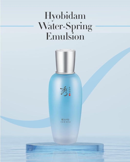 Sooryehan Hyobidam Water-Spring Emulsion (130Ml/4.4Fl Oz) - Lightweight Moisturizer For Elasticity, Hydrating Lotion. Premium Korean Skin Care. Fermented Ginseng, Hyaluronic Acid