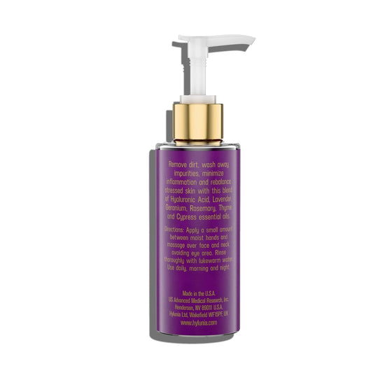Hylunia Facial Cleansing Gel, Hydrating Cleanser & Makeup Remover W/Hyaluronic Acid, Organic Lavender & Plant Extracts. Deep Cleans, Balances Skin, Soothes Acne-Prone Skin. Sulfate Free. 5.1 Fl. Oz