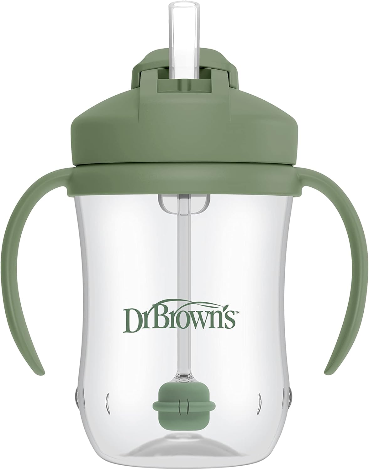 Dr. Brown’S Milestones Baby’S First Straw Cup, Training Cup With Weighted Straw, Olive Green, 6M+