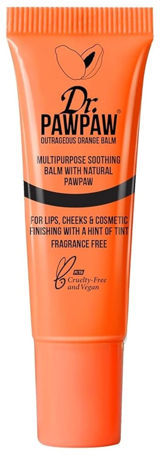 Dr.Pawpaw Outrageous Orange Balm, Multi-Purpose Natural No Fragrance, For Hydrating Lips, Skin, Hair, Cuticles, Nails & Beauty Finishing (10 Ml)