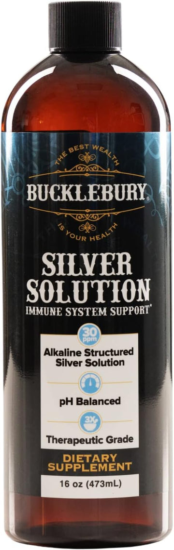 Bucklebury Silver Solution pH Balanced - Alkaline Structured Silver Solution Unflavored Liquid for Daily Immune Support - 30ppm Gluten Free - 16 oz