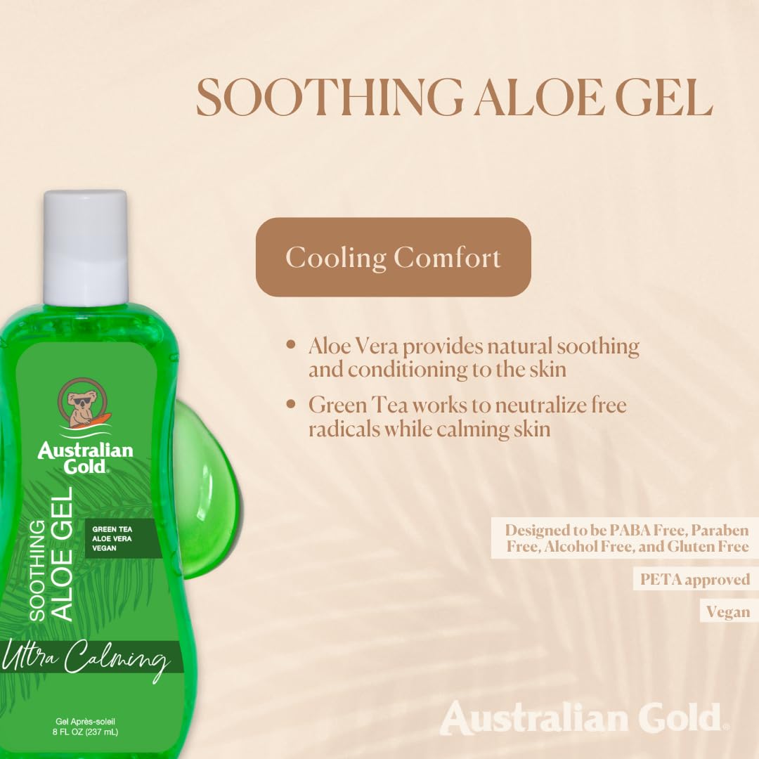 Australian Gold Sunscreen Spray Gel Spf 30 With Bronzer + Soothing After Sun Aloe Vera Gel, Hydrating Sunburn Relief & Broad Spectrum Uva/Uvb Sunscreen Spray, Water Resistant, Vegan Skin Care Set : Beauty & Personal Care
