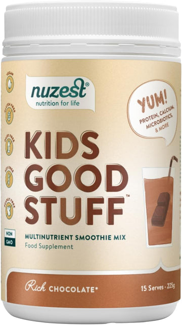 Nuzest - Kids Good Stuff - Vegan Smoothie Mix - Wild Strawberry - Multivitamin Nutritional Supplement For Children - Dairy Free 225G (15 Servings)