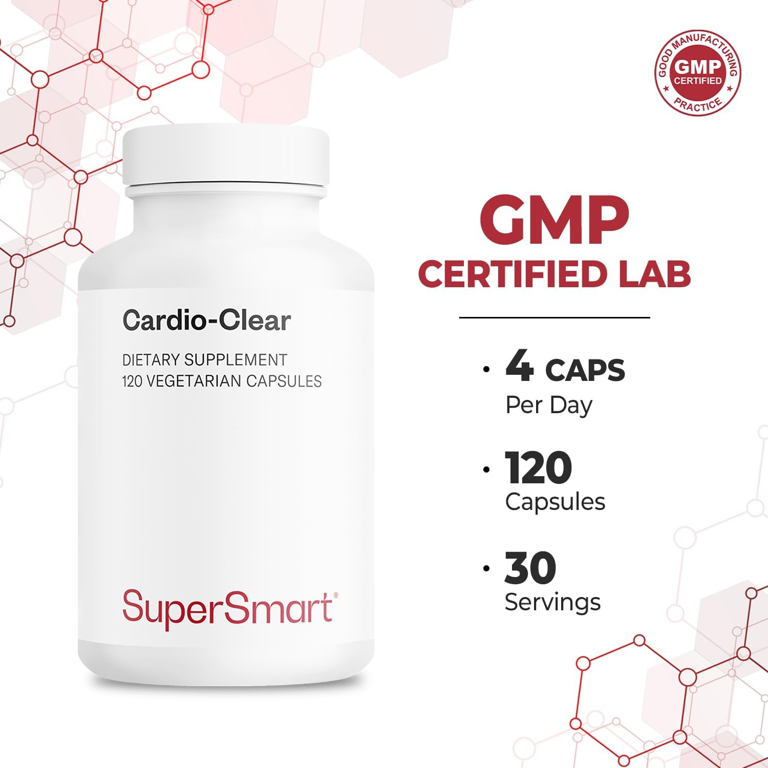 Supersmart - Cardio Clear (Garlic Edta Supplement) - With Malic Acid, Calcium Disodium Edta, Magnesium, Bromelain | Non-Gmo & Gluten Free - 120 Vegetarian Capsules : Health & Household