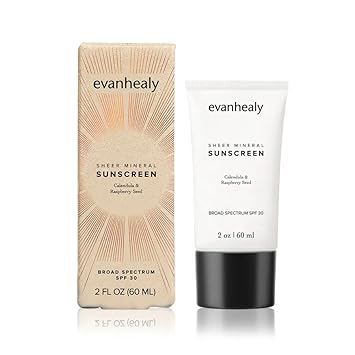Evanhealy Sheer Mineral Sunscreen | Broad Spectrum Spf 30 | Non-Nano Zinc Oxide, No White Cast, Reef Friendly, Lightweight, Non-Greasy, Fragrance Free, Gluten Free, Vegan