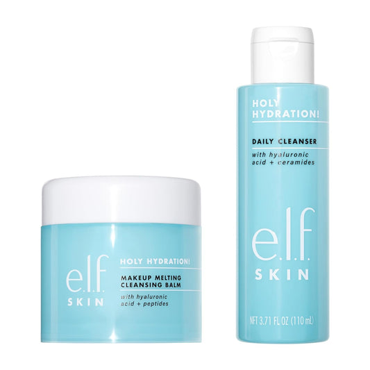 E.L.F. Skin Holy Hydration! Double Cleanse Duo, Makeup Melting Cleansing Balm & Daily Cleanser, Made With Hyaluronic Acid, Vegan & Cruelty-Free : Beauty & Personal Care