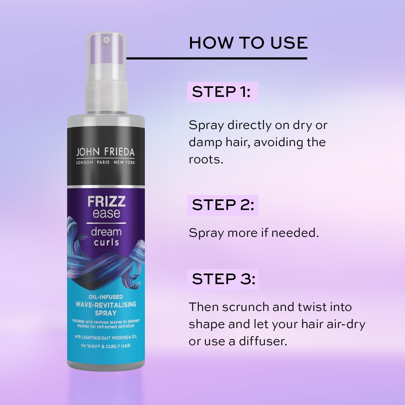 John Frieda Dream Curls Oil-Infused Wave-Revitalising Spray, Reactivate and Hydrate Curls, 150ml : Amazon.co.uk: Beauty