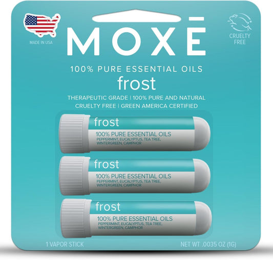 Moxe Frost - Energizing Aromatherapy Nasal Inhaler - Alleviate Headaches, Boost Focus & Energy - Cooling Sinus Blaster - Includes Peppermint, Eucalyptus, & Wintergreen Essential Oils - Usa (1-Pack)