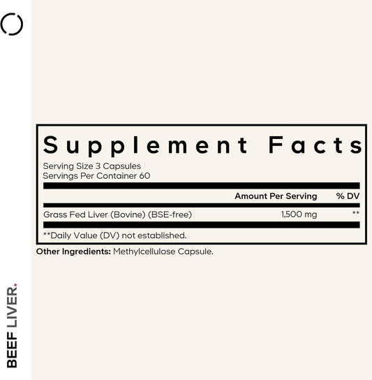 Codeage Grass Fed Beef Liver Supplement Superfood, Freeze Dried, Non-Defatted, Desiccated Glandulars Bovine Pills, Pasture Raised Beef Vitamins, Non-Gmo Liver Meat, 180 Capsules