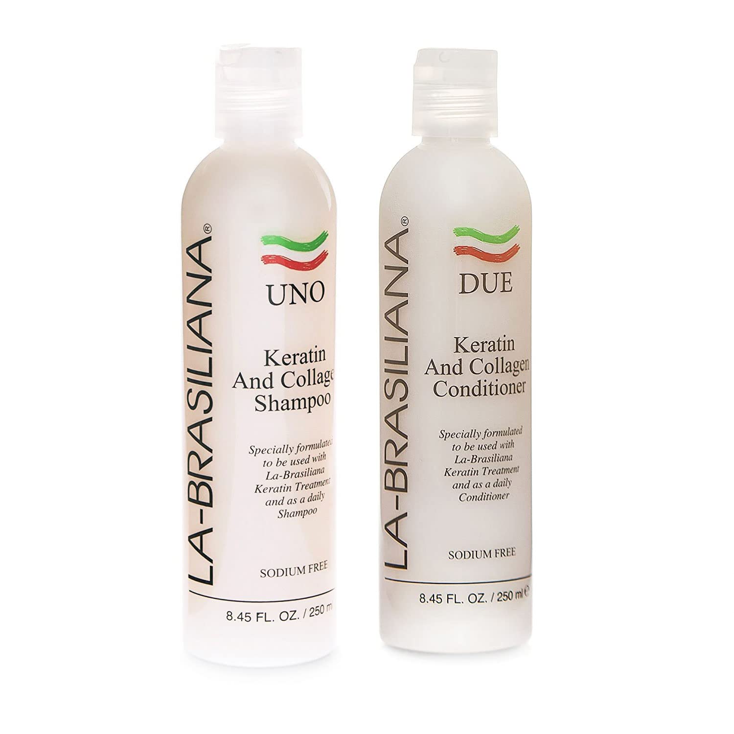 La-Brasiliana Uno Collagen Shampoo + Due Collagen Conditioner, 8.45 Fl.Oz. Each