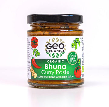 Geo Organics Bhuna Curry Paste 180G (Pack Of 1) Serves 4 | Organic Curry Paste | Certified Organic & Vegan-Friendly Indian Curry Paste | Authentic Restaurant Recipe Base Vegan Food