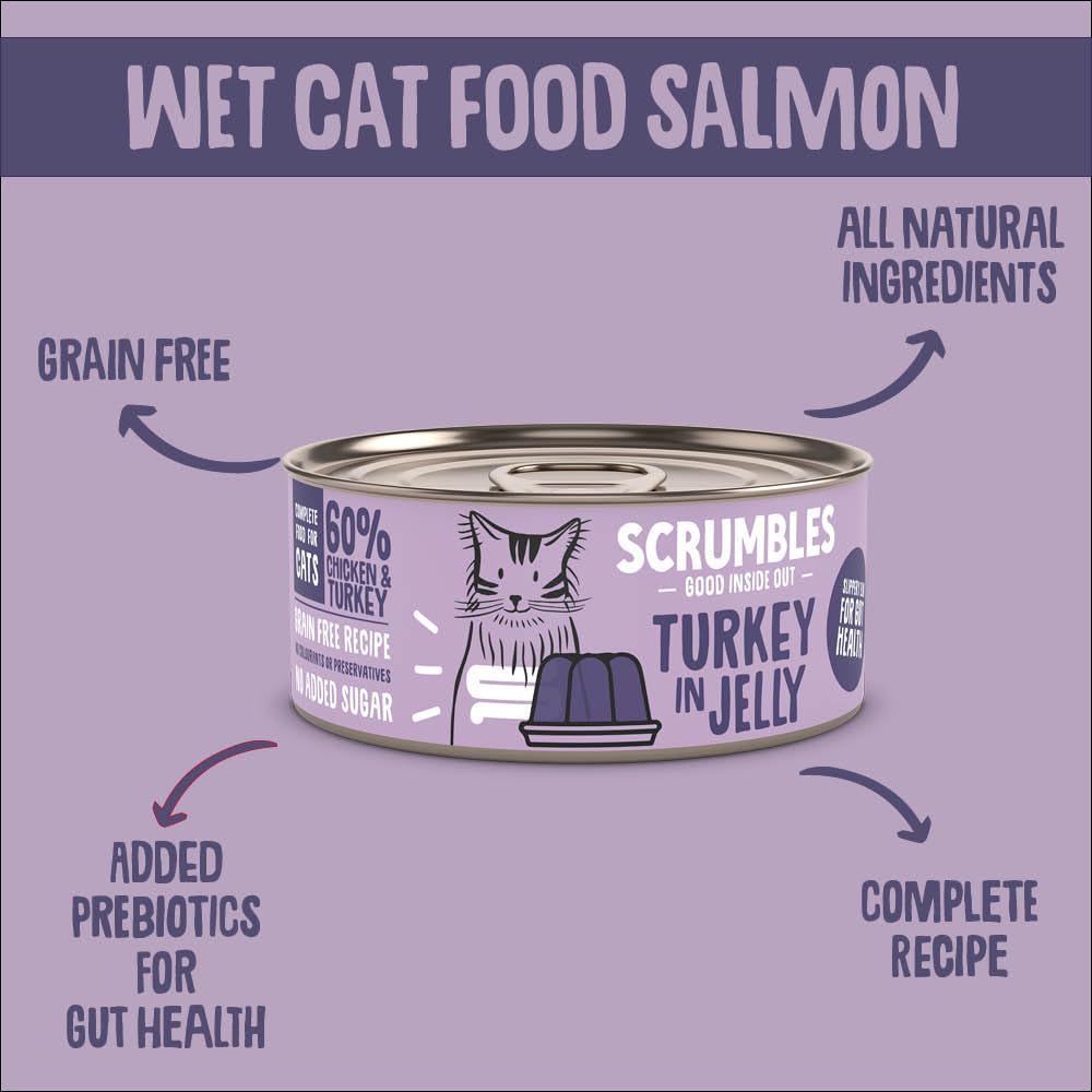 Scrumbles Natural Wet Cat Food, Turkey in Jelly 18x 80g :Pet Supplies