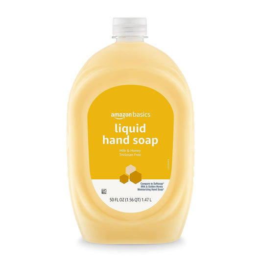 Amazon Basics Liquid Hand Soap Refill, Milk And Honey Scent, Triclosan-Free, 50 Fluid Ounces, 2-Pack (Previously Solimo)