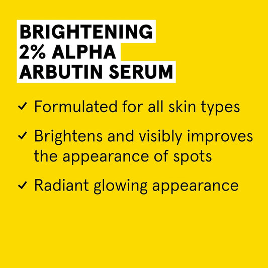 Acure Brightening 2% Alpha Arbutin Serum - Brighter Skin, Improve Dark Spots & Uneven Tone - 100% Vegan With Alpha Arbutin, Hyaluronic Acid & Elderberry Extract - Skincare For All Skin Types - 1 Fl Oz