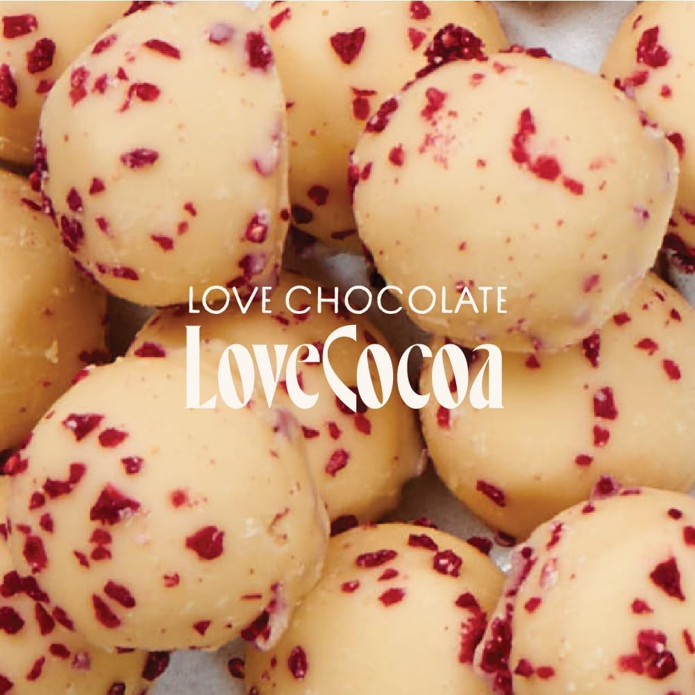 Love Cocoa Caramel Birthday Cake Chocolate Truffles In Luxury Gift Tube - White Chocolate With A Caramel Filling - Perfect For Birthdays, Christmas, Easter & Gifts - Approx 13-15 Balls, 150G