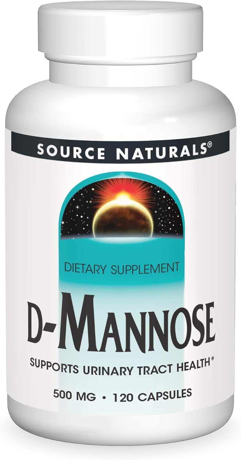 Source Naturals D-Mannose 500mg Potent Urinary Tract (UT) & Bladder Health Support - Fast-Acting, Cleansing, Detoxifying - Naturally ush Impurities - 120 Capsules