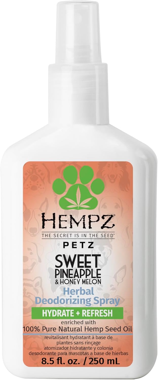 Hempz Petz, Dog Cologne, Sweet Pineapple & Honey Melon Herbal Deodorizing Spray, 8.5 Oz