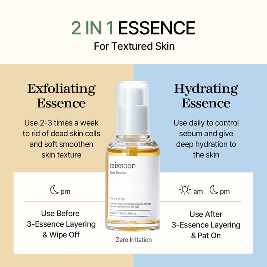 Mixsoon Bean Essence Exfoliating Hydrating Korean Skin Care Glass Skin Hyaluronic Acid Serum (1.01 Fl Oz(Pack Of 1))