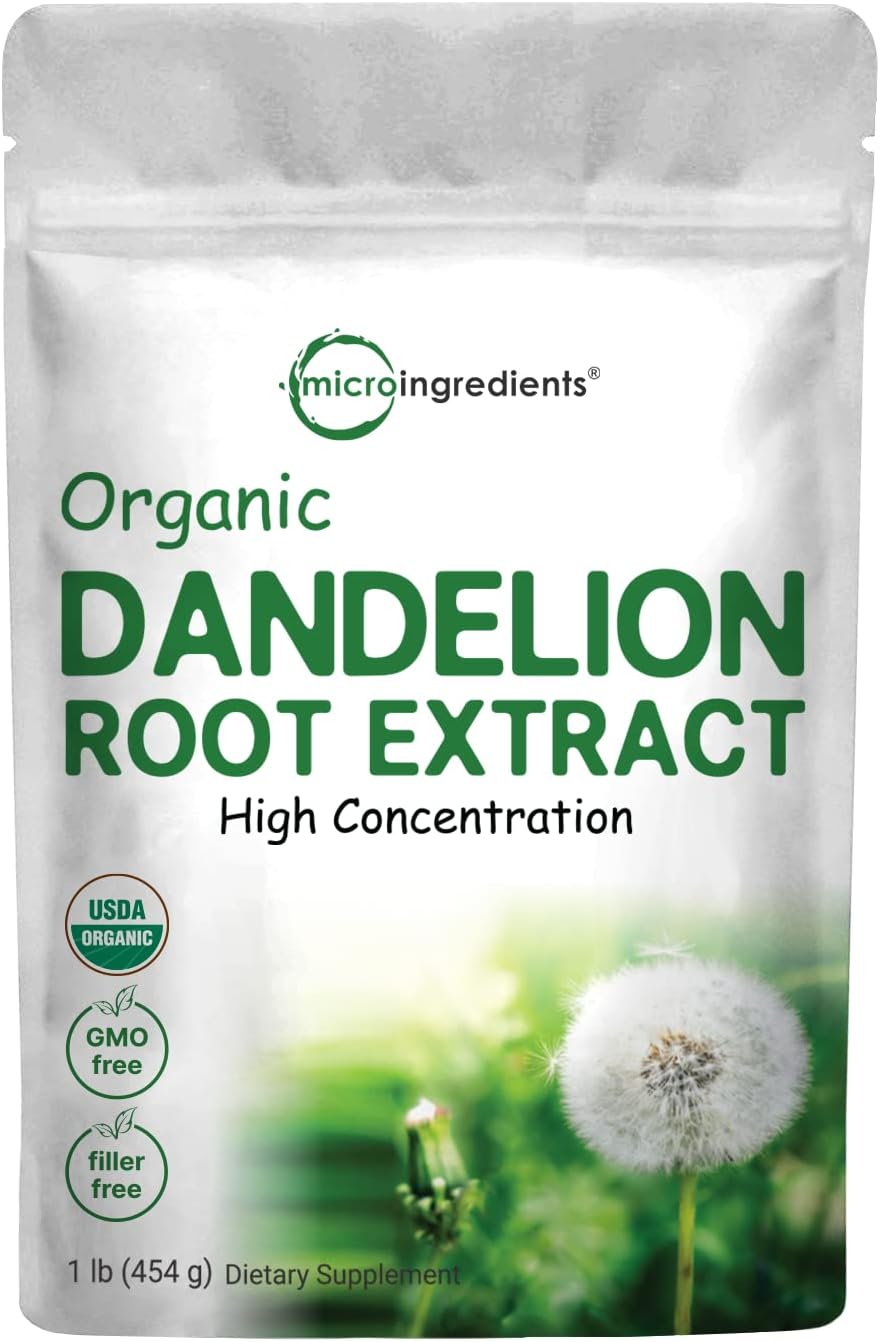 Organic Dandelion Root Tea Powder, 1Lb | Up To 450 Servings | Premium Dark Tea Source For Daily Beverage | 100% Roasted Dandelion Supplement | Caffeine Free, Non-Gmo, Eco-Friendly Recyclable Bags