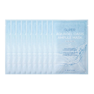 Super Aquagel Oasis Ampule Mask | Sheet Mask, Pore Minimizing Soothing, Moisturizing, Nourishing | 10Ea