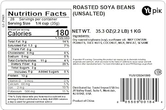 Yupik Soya Beans, Unsalted Roasted, 2.2 lb (Pack of 1), (Package May Vary)