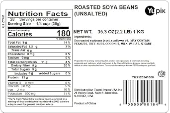 Yupik Soya Beans, Unsalted Roasted, 2.2 Lb (Pack Of 1), (Package May Vary)