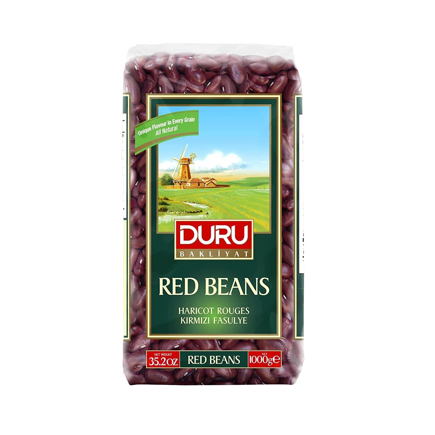Duru Dried Red Beans, 35.2oz (1000g), 100% Natural and Certificated, High Fiber and Protein, Non-GMO, Great for Vegan Recipes, Gluten Free