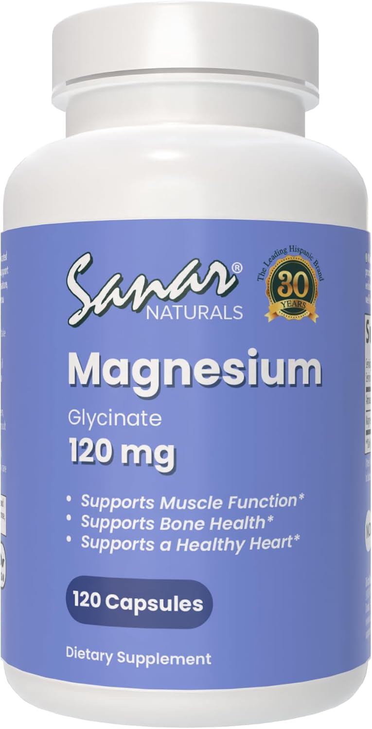 Sanar Naturals Magnesium Glycinate - Supports Muscle, Heart, Bone, Nerve, Calm Sleep, & Metabolism Health - Non-Gmo, Gluten Free, Magnesium Supplement,120 Capsules