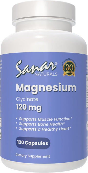 Sanar Naturals Magnesium Glycinate - Supports Muscle, Heart, Bone, Nerve, Calm Sleep, & Metabolism Health - Non-Gmo, Gluten Free, Magnesium Supplement,120 Capsules
