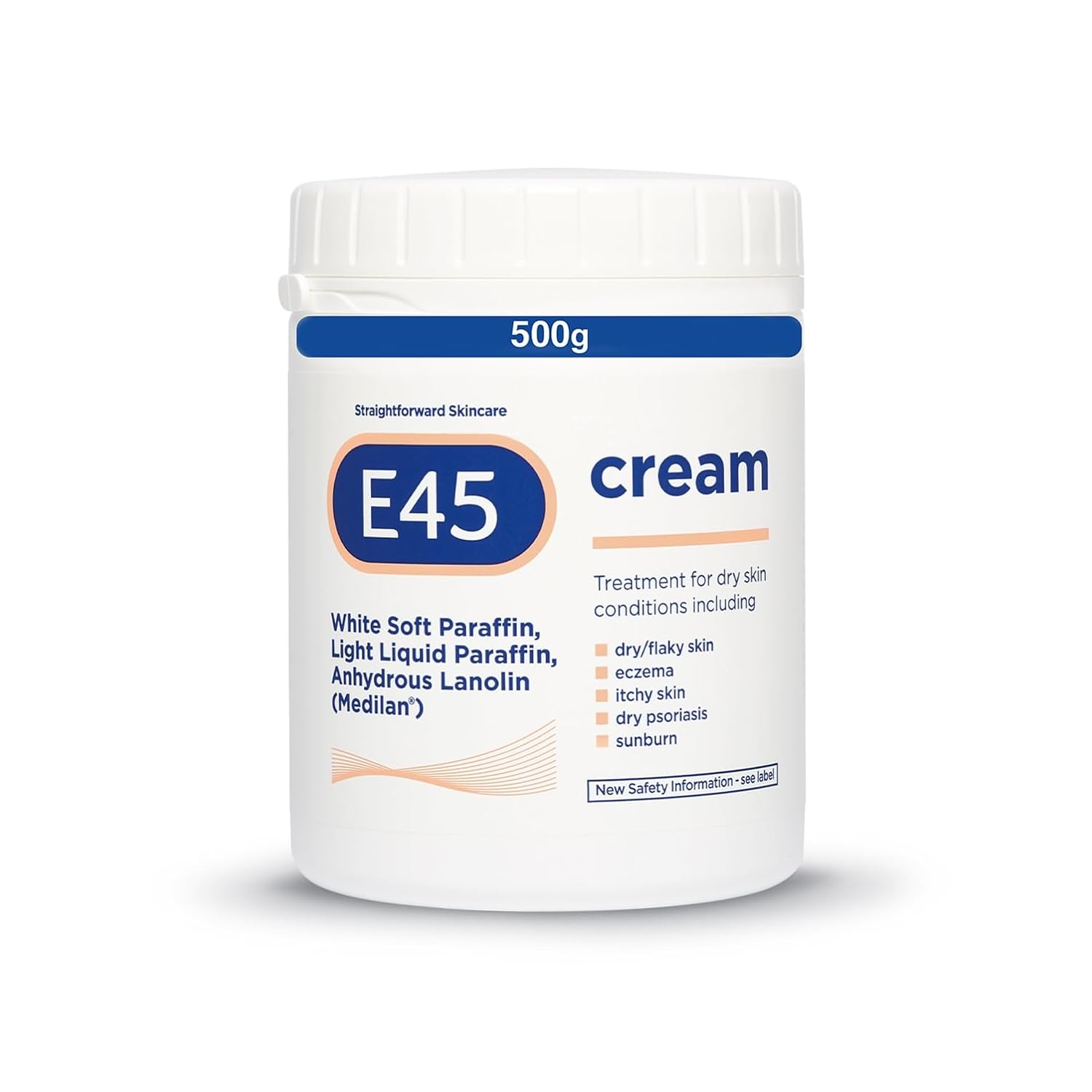 E45 Cream 500 G Tub – Moisturiser For Dry Skin And Sensitive Skin - Emollient Body Cream To Soothe Dry And Irritated Skin - Itchy Skin, Eczema Cream - Perfume-Free Face Cream And Non-Greasy Hand Cream