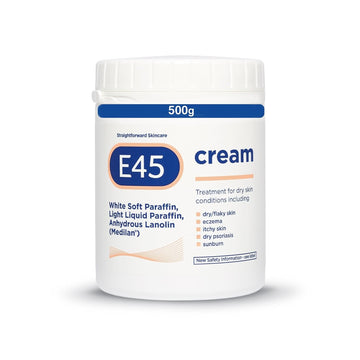 E45 Cream 500 G Tub – Moisturiser For Dry Skin And Sensitive Skin - Emollient Body Cream To Soothe Dry And Irritated Skin - Itchy Skin, Eczema Cream - Perfume-Free Face Cream And Non-Greasy Hand Cream
