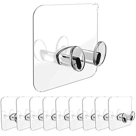 Transparent Plug Wall Hook - Heavy Duty Self-Adhesive Hooks for Wall Hangings, Kitchen Accessories, and Clothes Hanging Plug Hook (Pack of 5)