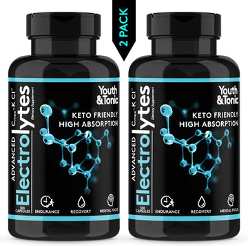 Complete Electrolyte Supplement W High Bioavailability And Cmax Chloride Potassium Magnesium For Endurance Muscle Recovery Mental Focus. Rapid Rehydration Salts And Keto Friendly Pills With 200 Caps