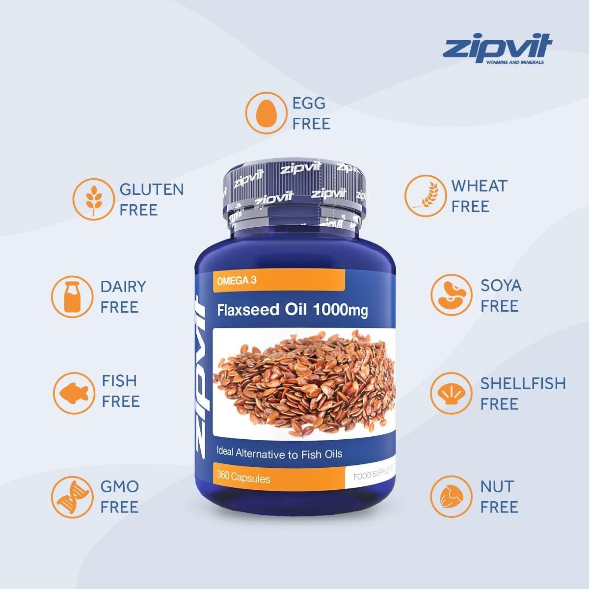 Zipvit Flaxseed Oil Capsules 1000mg Per Capsule, 360 Softgels, High Strength Alpha Linolenic Acid, Fish Oil Alternative, up to 12 Months Supply. : Amazon.co.uk: Health & Personal Care