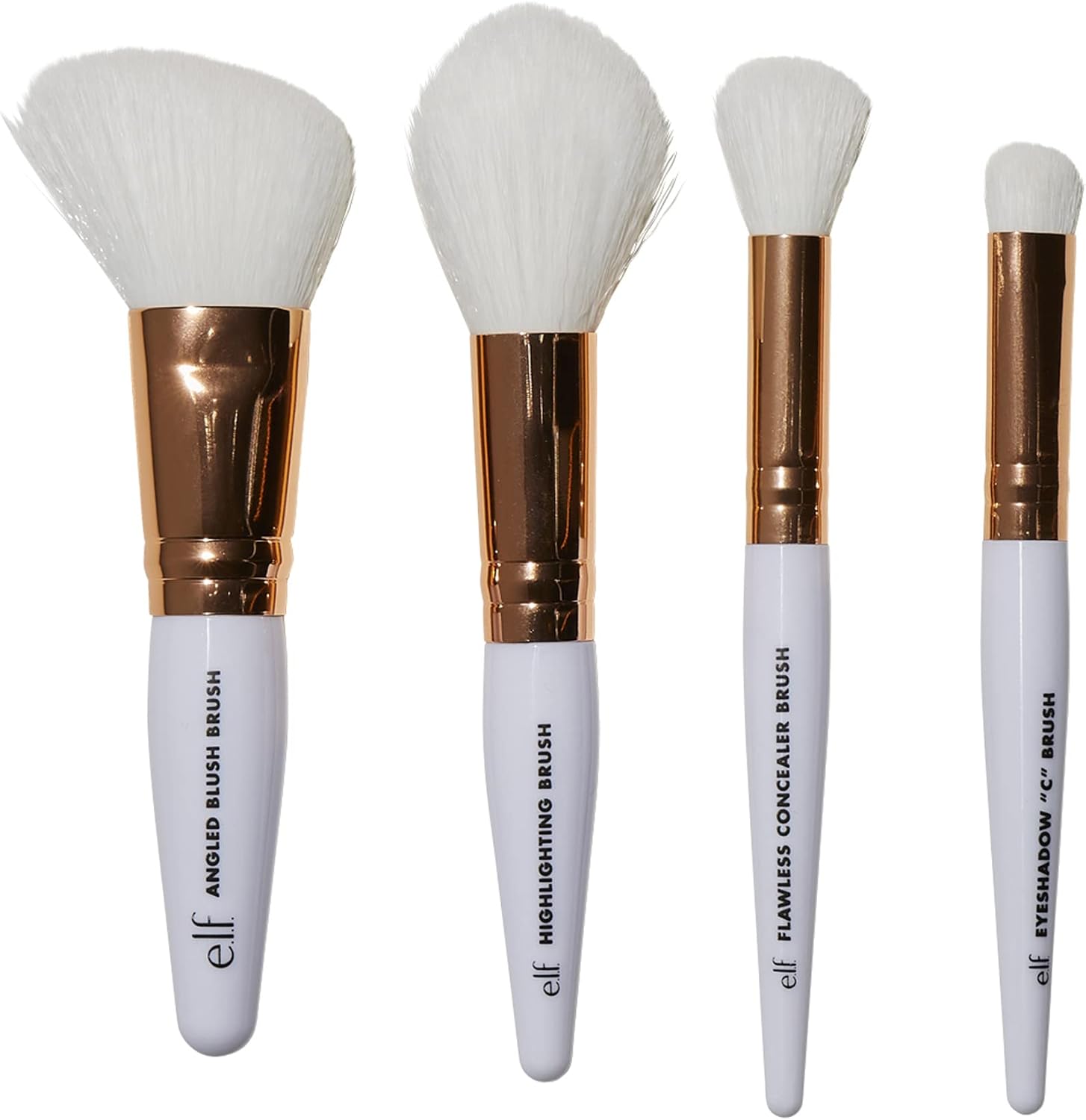 Rose Gold Travel Brush Kit, 4 On-The-Go Makeup Brushes For Concealer, Eyeshadow, Highlighter & Blush, Flawlessly Blends, Highlights & Sculpts