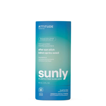 Attitude After Sun Care Stick, Ewg Verified, Plastic-Free, Soothes And Hydrates, Vegan And Mineral Based Formula, Mint And Cucumber, 2 Fl Oz