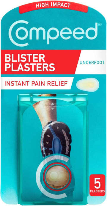 Compeed Underfoot Blister Plasters 5 Pack - Hydrocolloid Foot Treatment - Heal Fast, Thicker Cushioning