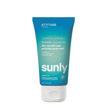 ATTITUDE After Sun Melt-In Gel, EWG Verified, Dermatologically Tested, Soothes and Hydrates, Vegan and Mineral Based Formula, Mint and Cucumber, 5.1 Fl Oz
