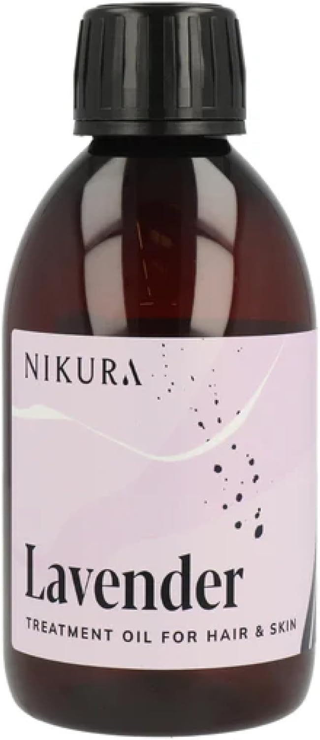 Nikura Lavender Treatment Oil for Hair & Skin - 250ml | Hair Oils for Hair Health, Skin Serum | Hair Oil With Almond Oil, Jojoba Oil, Argan Oil & Lavender Oil | Vegan & UK Made | BPA Free