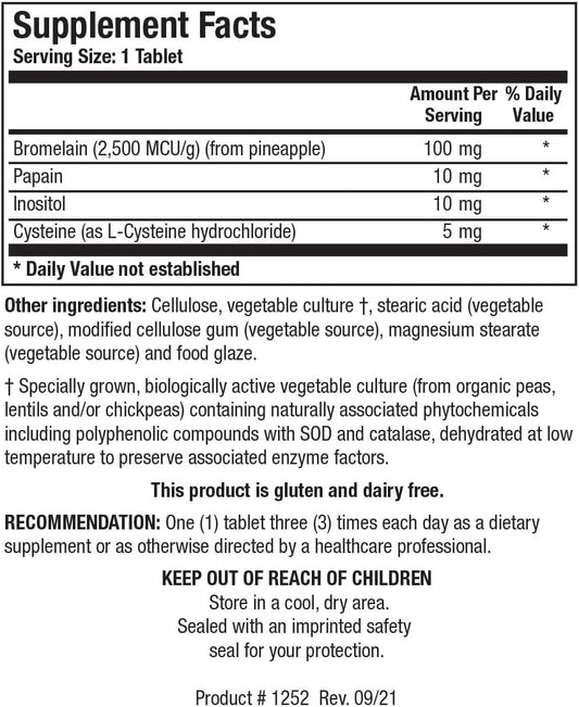 Biotics Research Bromelain Plus Lactose Free Dairy Free Digestive Support. Supports Healthy And Balanced Physiological Pathways, Muscle Relaxation And Comfort, Bromelain 2500 Mcu G, Papain 100 Tabs