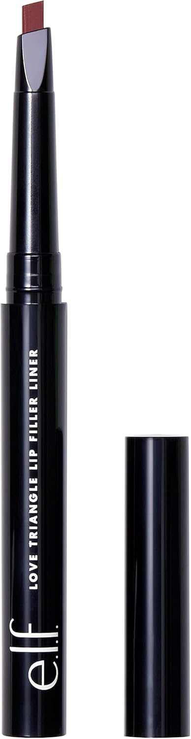 E.L.F. Love Triangle Lip Filler Liner, 2-In-1 Lip Liner Pencil For Sculpting & Filling, Long-Lasting Intense Colour, Plum