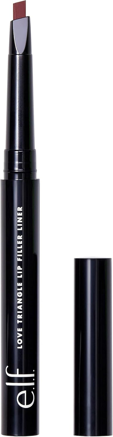 E.L.F. Love Triangle Lip Filler Liner, 2-In-1 Lip Liner Pencil For Sculpting & Filling, Long-Lasting Intense Colour, Plum