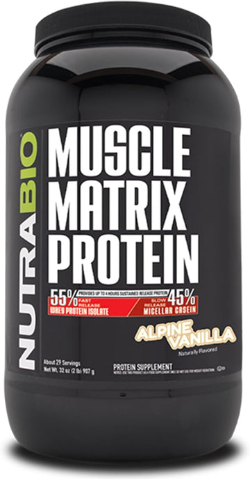 Nutrabio Muscle Matrix Protein Powder - 25G Of Protein Per Scoop - Whey Isolate And Micellar Casein Combo For Fast And Slow Release - Dutch Chocolate - 2 Pounds, 28 Servings