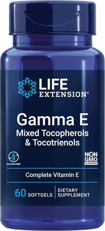 Life Extension Gamma E Mixed Tocopherols & Tocotrienols – Complete Vitamin E Spectrum, Antioxidant Protection – Non-Gmo, Gluten-Free – 60 Softgels