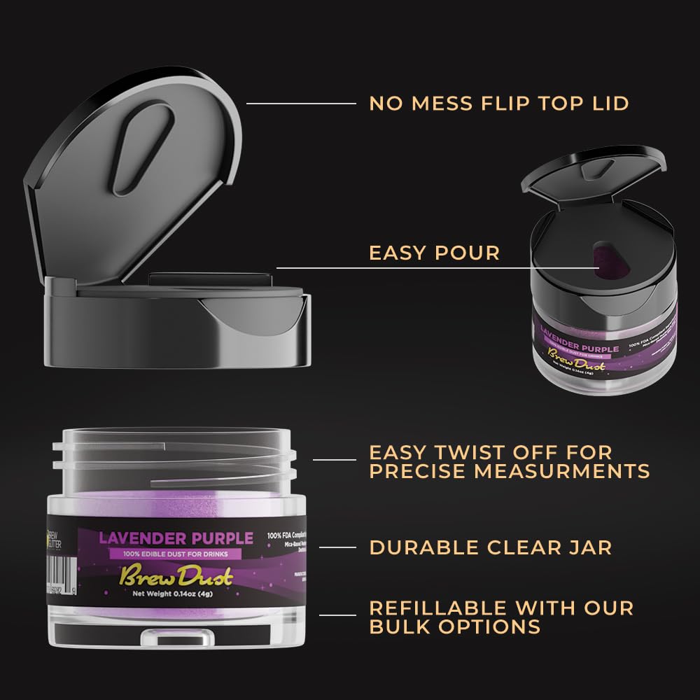 Bakell Edible Brew Dust | Brew Dust Shimmery Drink Glitter | Kosher Certified | Halal Certified | 100% Edible | Beverages, Drinks & Cocktails (Purple Purple, 25G) : Grocery & Gourmet Food